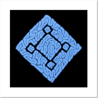 square brain blue Posters and Art